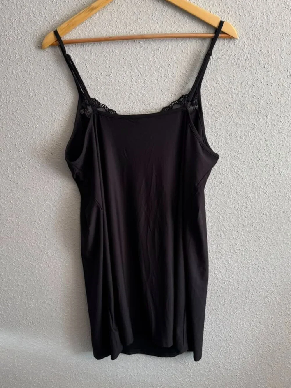 Joyspun Women’s Black Dreamy Soft Collection Lace Trim Knit Chemise Sleepwear XL